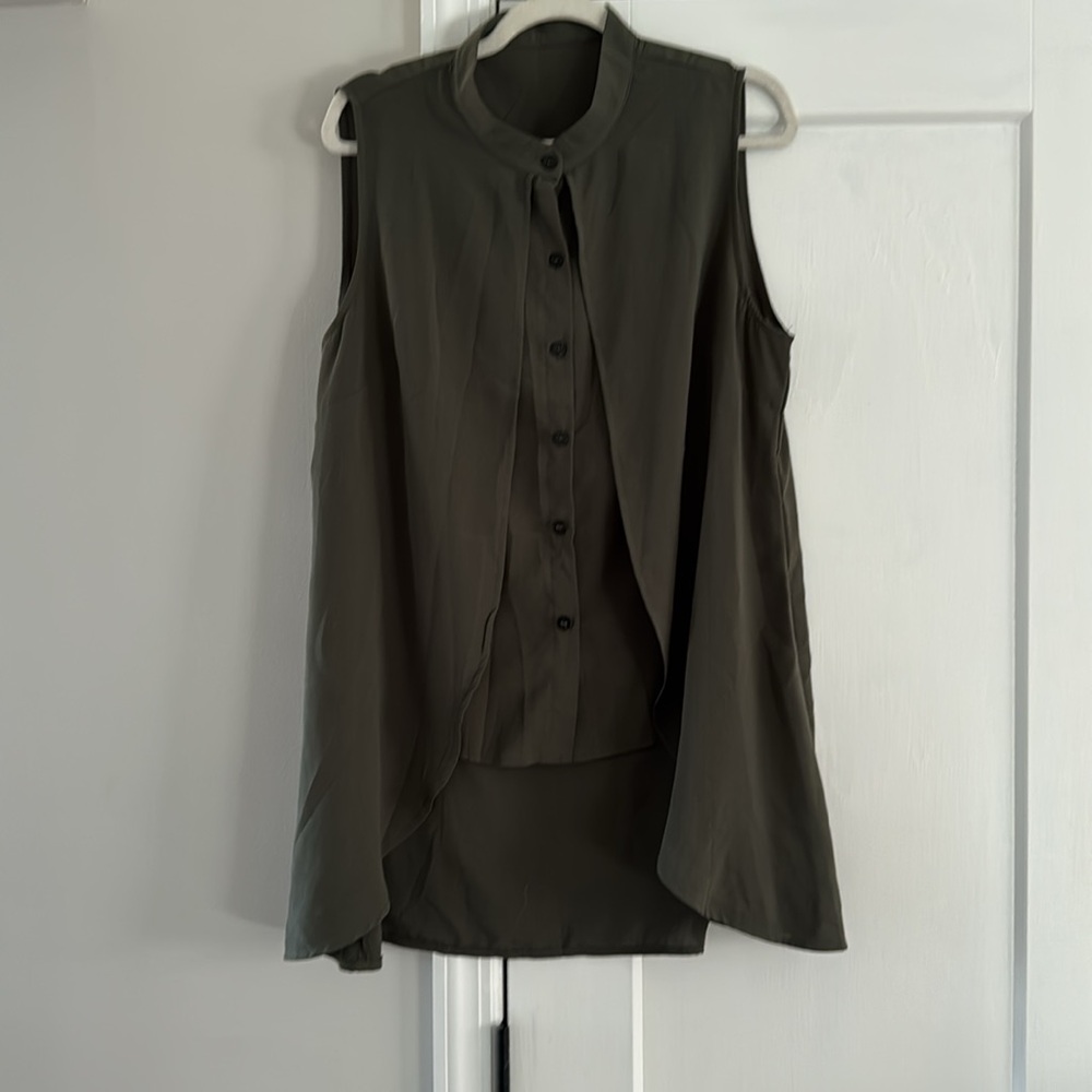 SHEIN Curve 0XL Moss button up tank with flyaway sides